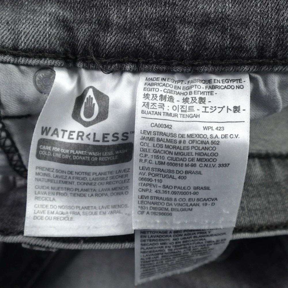 Levis 511 Jeans Mens 33x30 (meas. 32x29)Gray Faded Slim Fit WaterLess Denim